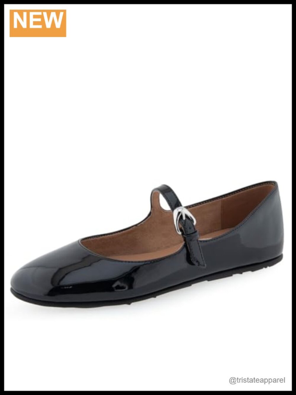 Faux Leather Mary Jane Flats with Buckle Closure and Cushioned Insole